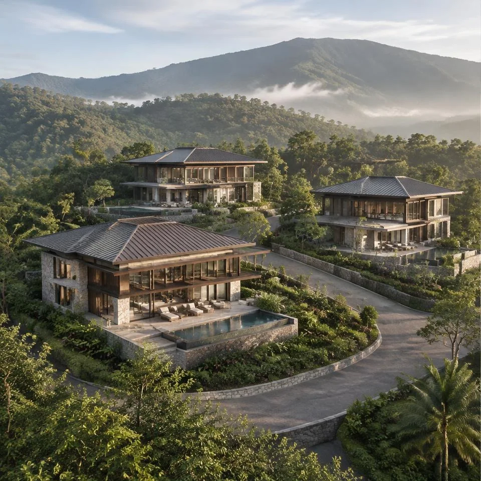 Private JD Villa residences arranged along the forested ridge