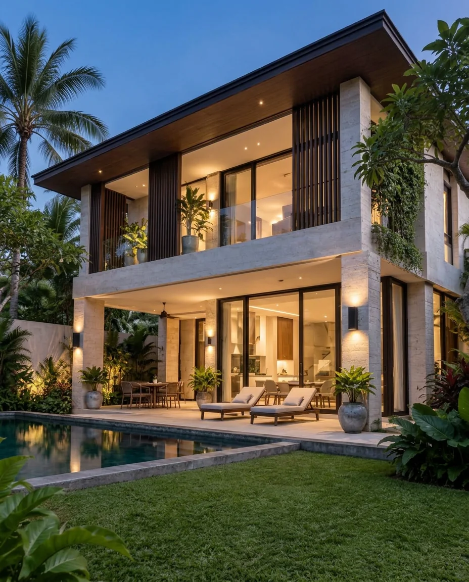 Garden Villa in evening light at JD Villa
